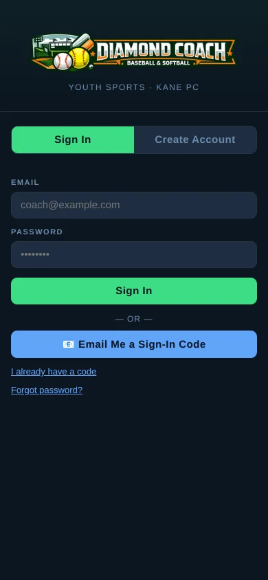 The sign-in screen
